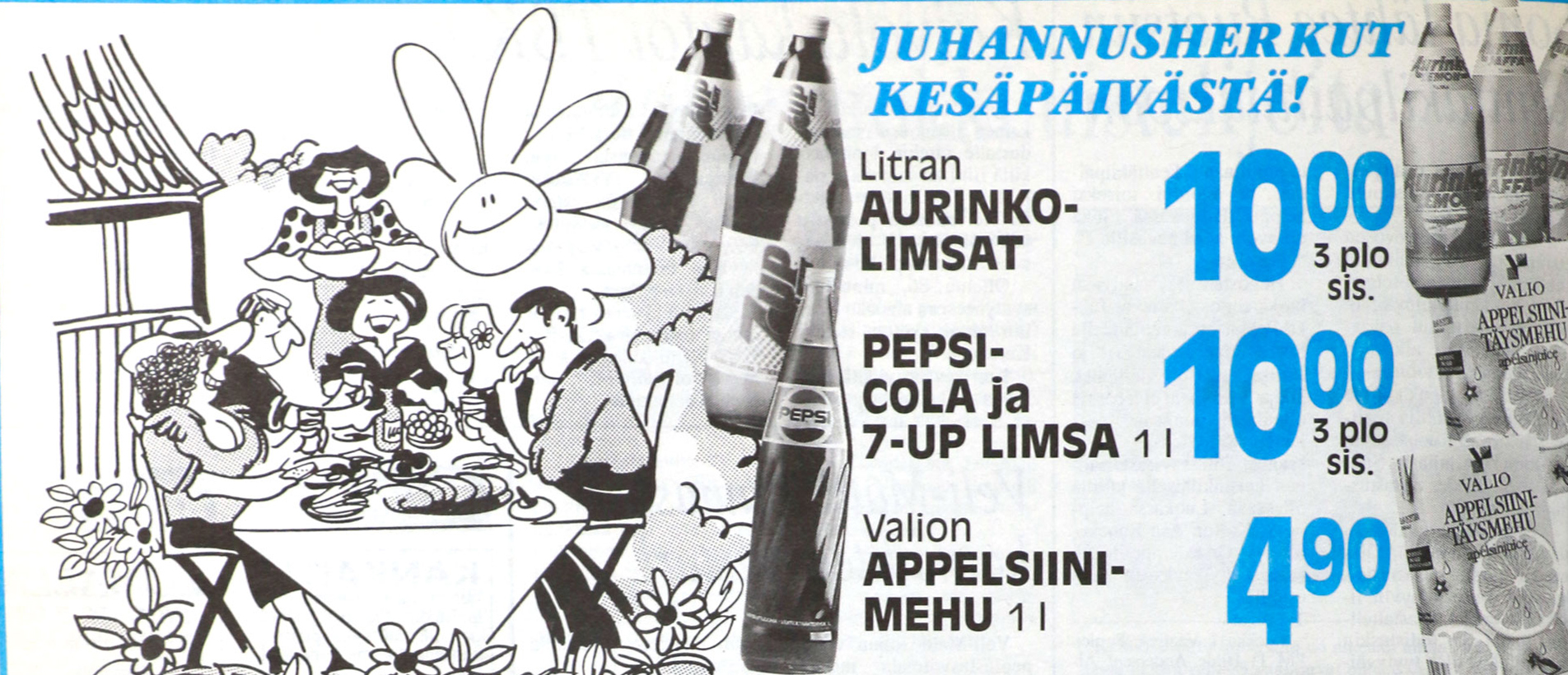 Tänään KS-juhannuskalenterissa K-market Kesäpäivän ilmoitus juhannuslehdestä 22.6.1993.